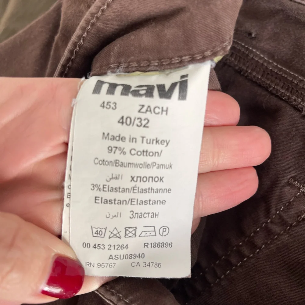 Mavi Men’s Straight Leg Pants Zach Mocho Brown Twill 40x32 5 pocket Stretch